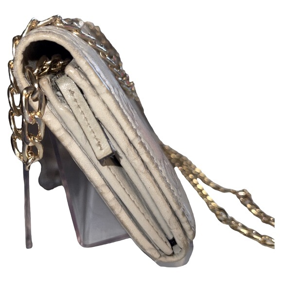 🤍 Gucci GG Guccisima Long Wallet Snap Zipper Gold GG with Chain WOC Bone Beige - Picture 9 of 13